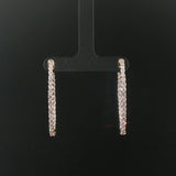 14k White Gold and 3.50cttw Diamond Inside Out Oval Hoop Earrings 1.5"