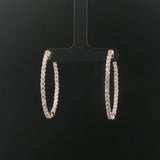 14k White Gold and 3.50cttw Diamond Inside Out Oval Hoop Earrings 1.5"