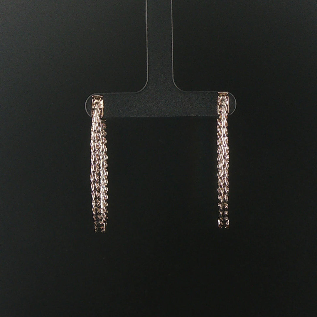 14k White Gold and 3.50cttw Diamond Inside Out Oval Hoop Earrings 1.5"