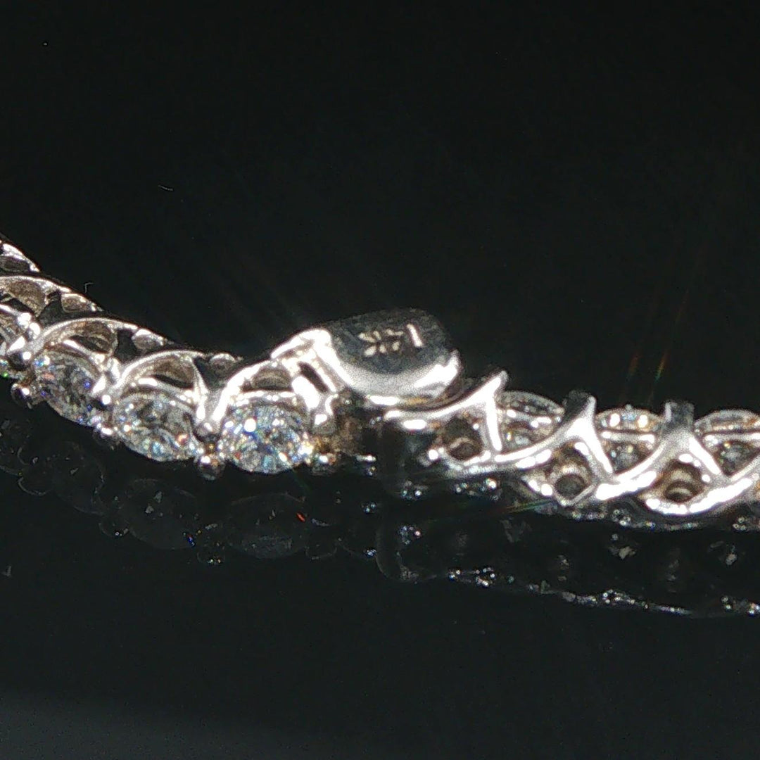 14k White Gold and 3.50cttw Diamond Inside Out Oval Hoop Earrings 1.5"