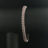 14k White Gold and 0.75cttw Diamond Heart Charm Link Bracelet 7.25"