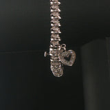 14k White Gold and 0.75cttw Diamond Heart Charm Link Bracelet 7.25"