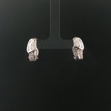 14k White Gold and 0.40cttw Round and Baguette Diamond Huggie Earrings