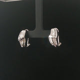 14k White Gold and 0.40cttw Round and Baguette Diamond Huggie Earrings