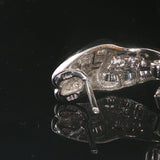 14k White Gold and 0.40cttw Round and Baguette Diamond Huggie Earrings
