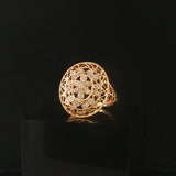 14k Yellow Gold and Diamond Vintage Filigree Oval Ladies Ring Size 8.75