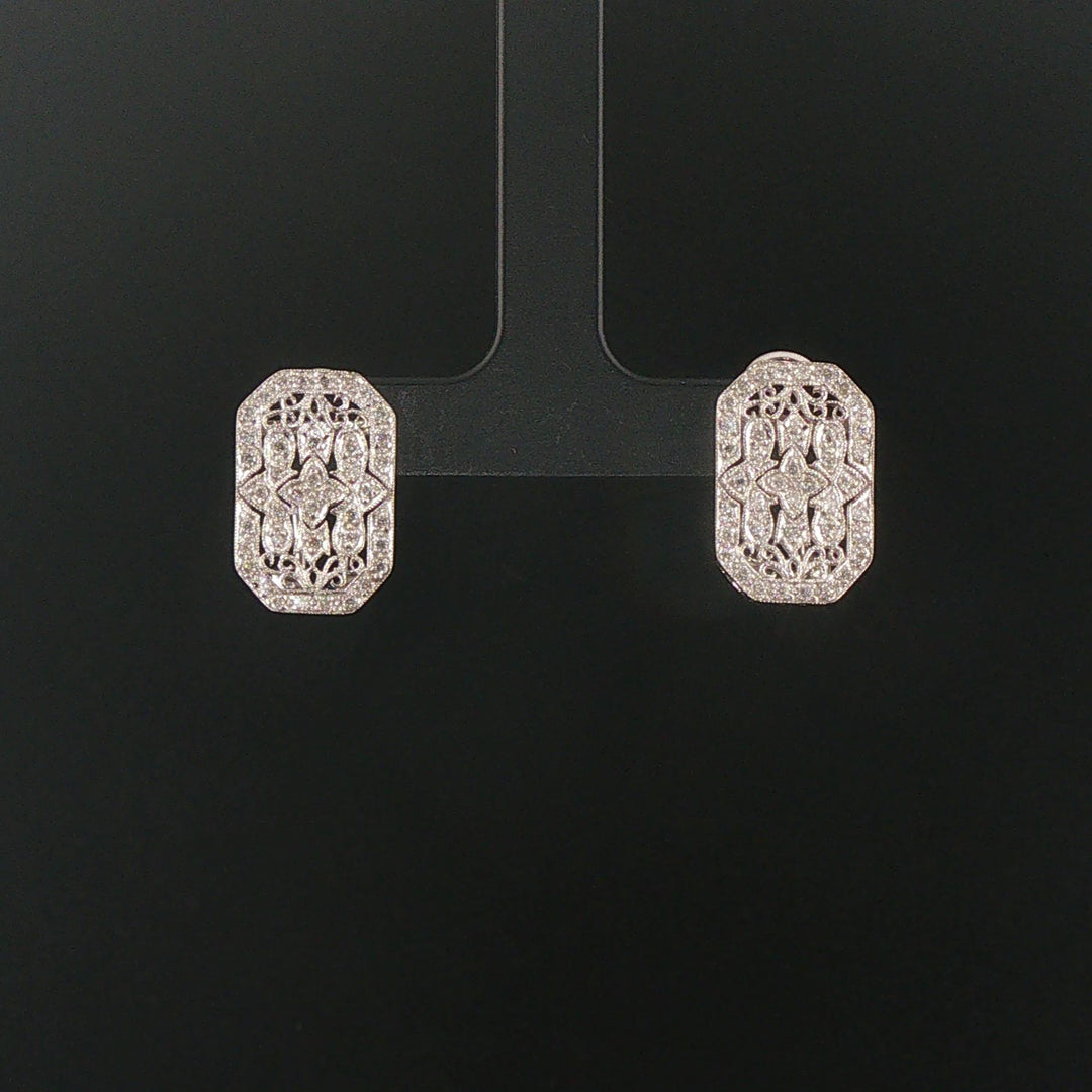 14k White Gold and 0.25cttw Diamond Vintage Filigree Stud Earrings
