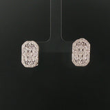 14k White Gold and 0.25cttw Diamond Vintage Filigree Stud Earrings
