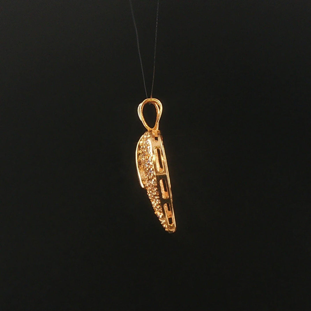 14k Yellow Gold and 0.15cttw Pave Diamond Vintage Heart Pendant 1"