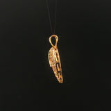 14k Yellow Gold and 0.15cttw Pave Diamond Vintage Heart Pendant 1"