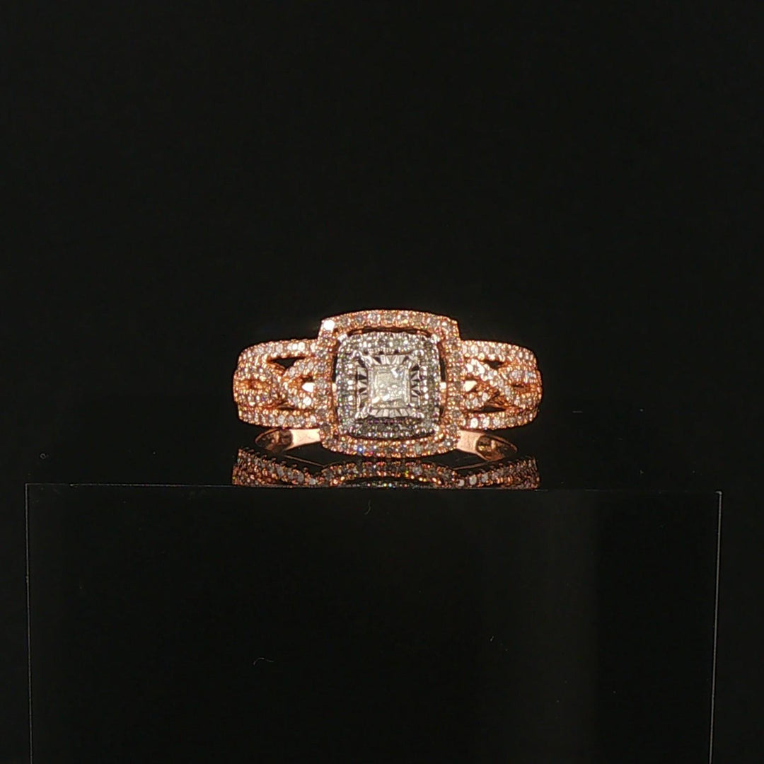 10k Rose and White Gold 0.35cttw Diamond Ladies Pave Halo Ring Size 7