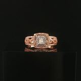 10k Rose and White Gold 0.35cttw Diamond Ladies Pave Halo Ring Size 7