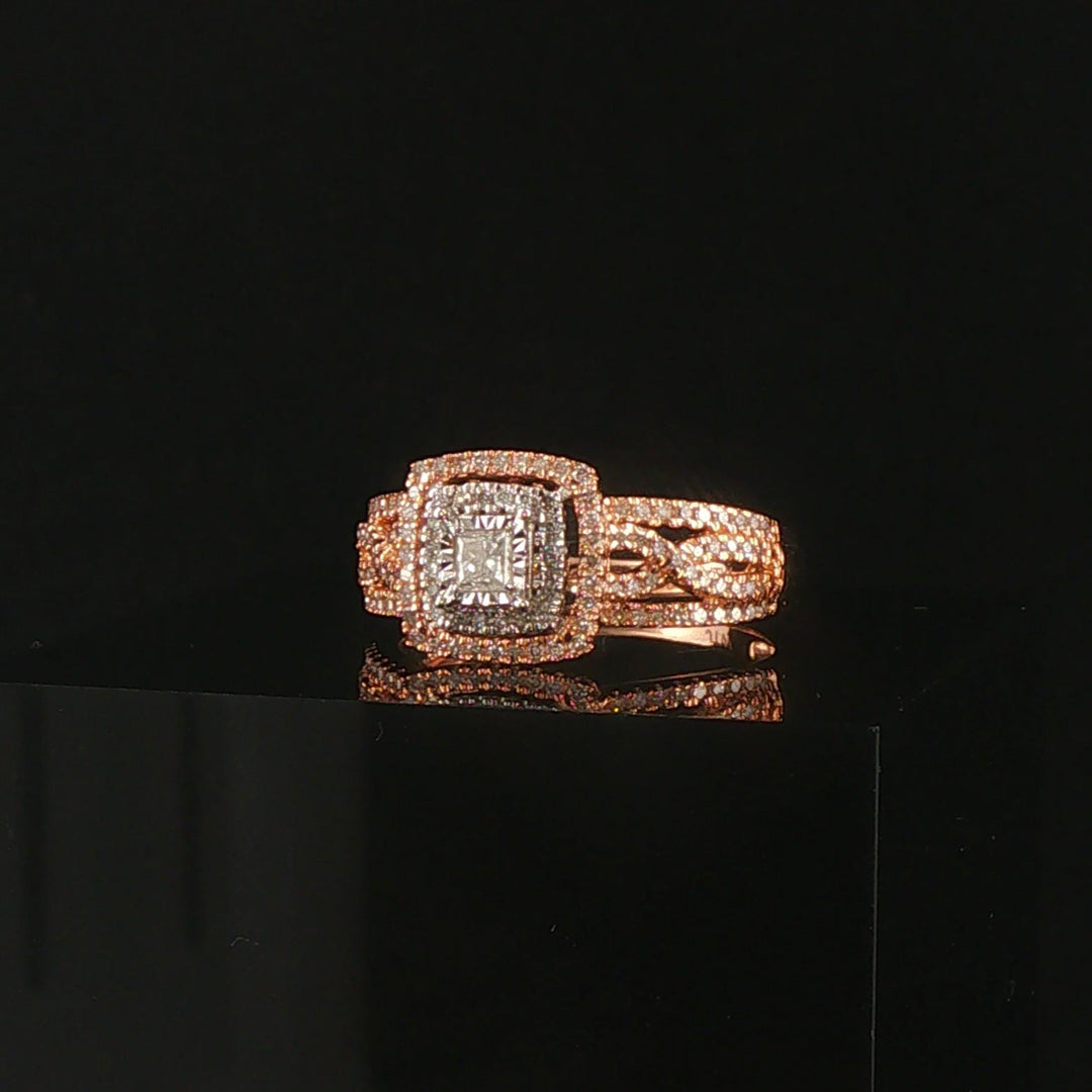 10k Rose and White Gold 0.35cttw Diamond Ladies Pave Halo Ring Size 7