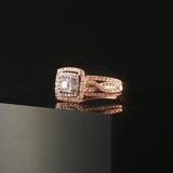 10k Rose and White Gold 0.35cttw Diamond Ladies Pave Halo Ring Size 7