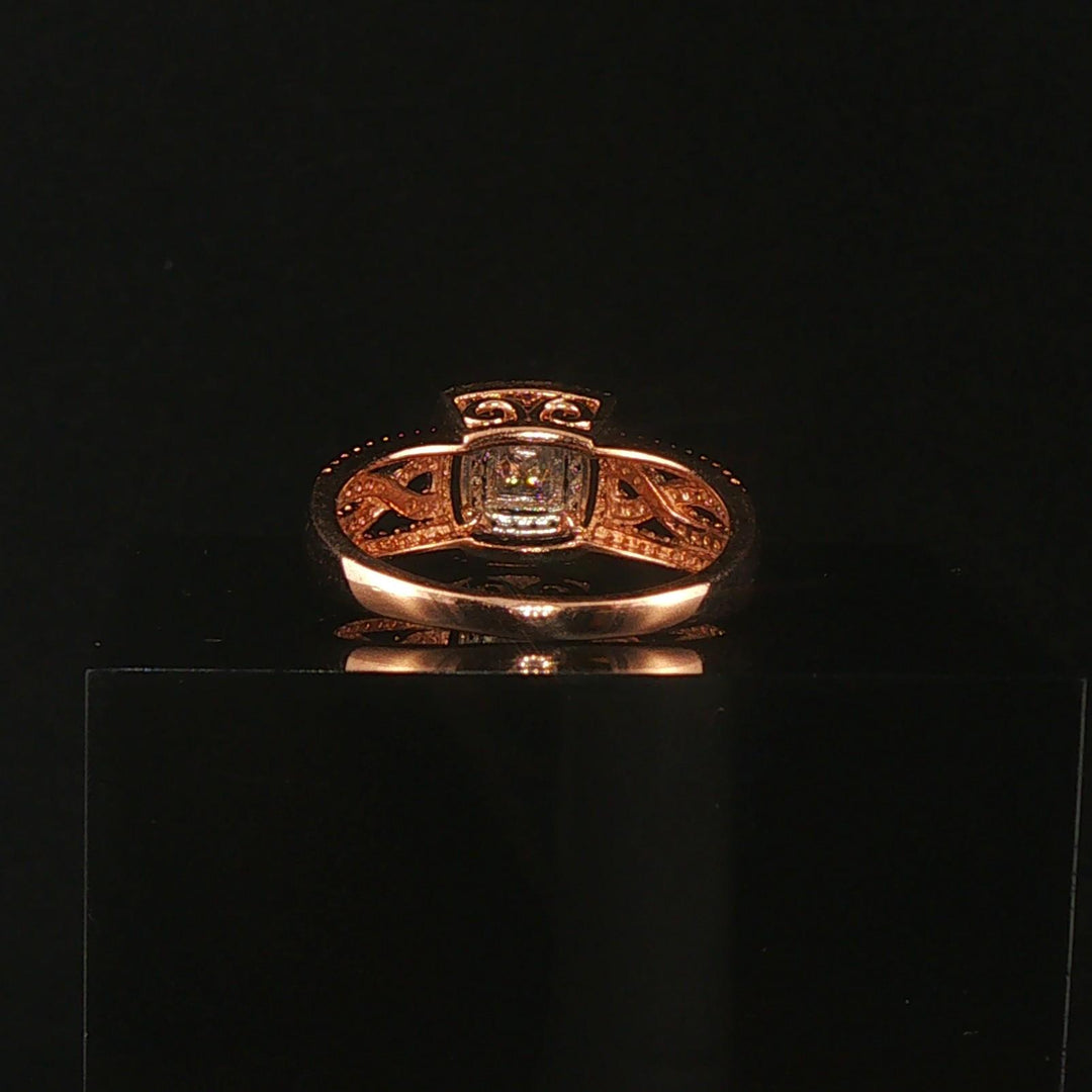 10k Rose and White Gold 0.35cttw Diamond Ladies Pave Halo Ring Size 7
