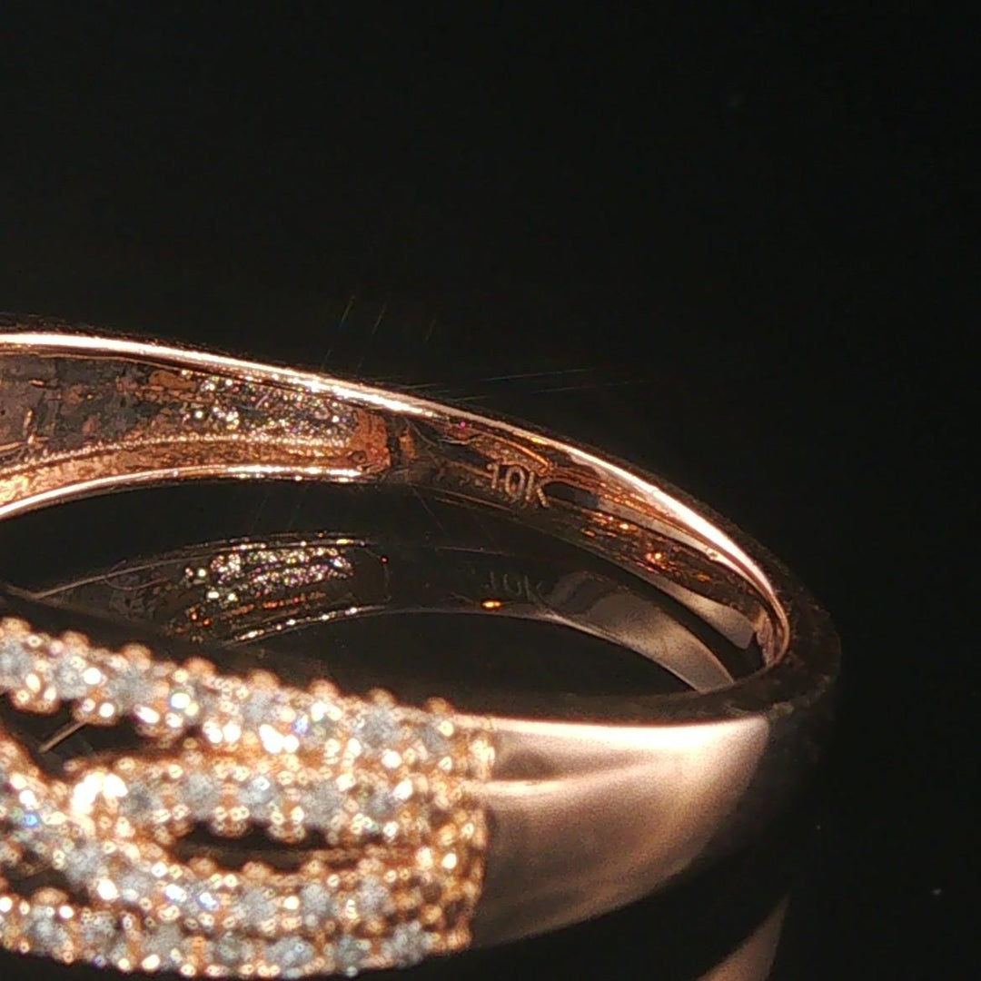 10k Rose and White Gold 0.35cttw Diamond Ladies Pave Halo Ring Size 7