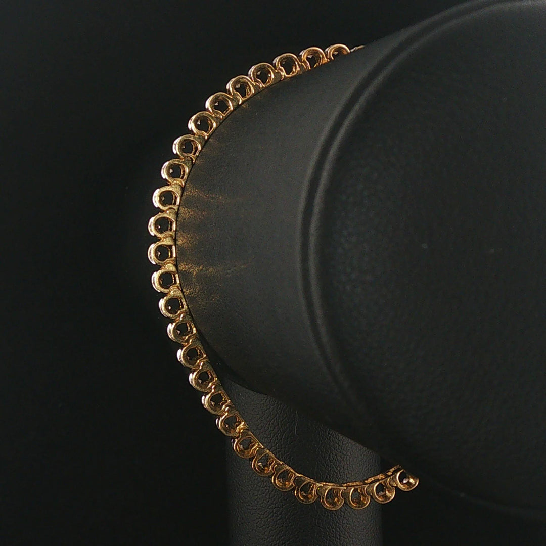 14k Yellow Gold and 1.50cttw Diamond Vintage Solid Link Bracelet 7.25"