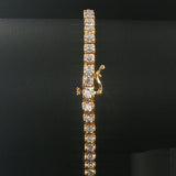 14k Yellow Gold and 1.50cttw Diamond Vintage Solid Link Bracelet 7.25"