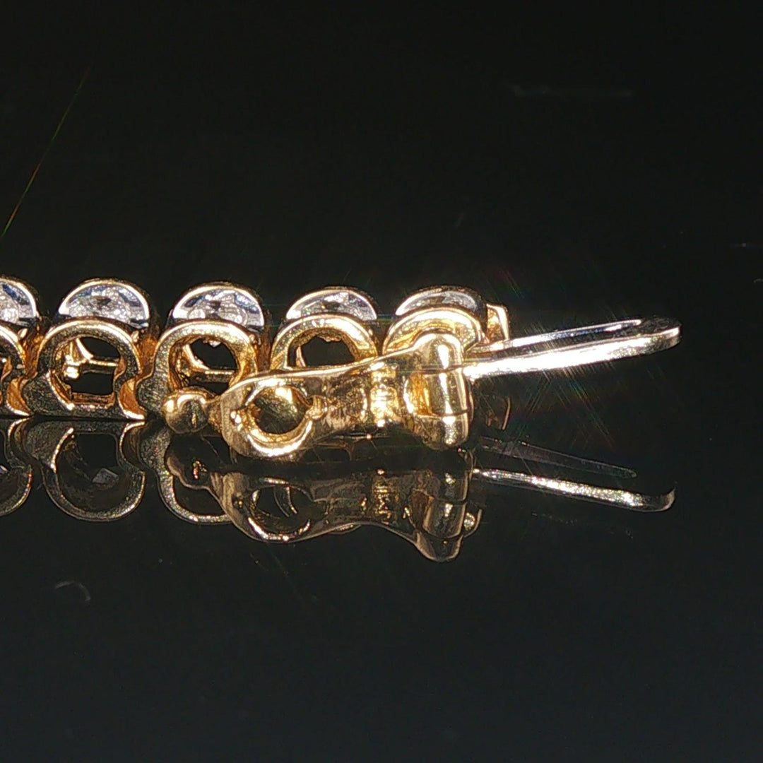 14k Yellow Gold and 1.50cttw Diamond Vintage Solid Link Bracelet 7.25"