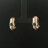14k Yellow and White Gold Emerald and Diamond Huggie Earrings