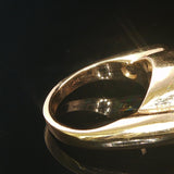 14k Yellow Gold Bezel Set Opal and Diamond Solid Heavy Ring Size 5.25