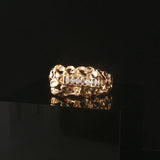 10k Yellow Gold and Diamond Vintage Nugget Ring Size 8.5
