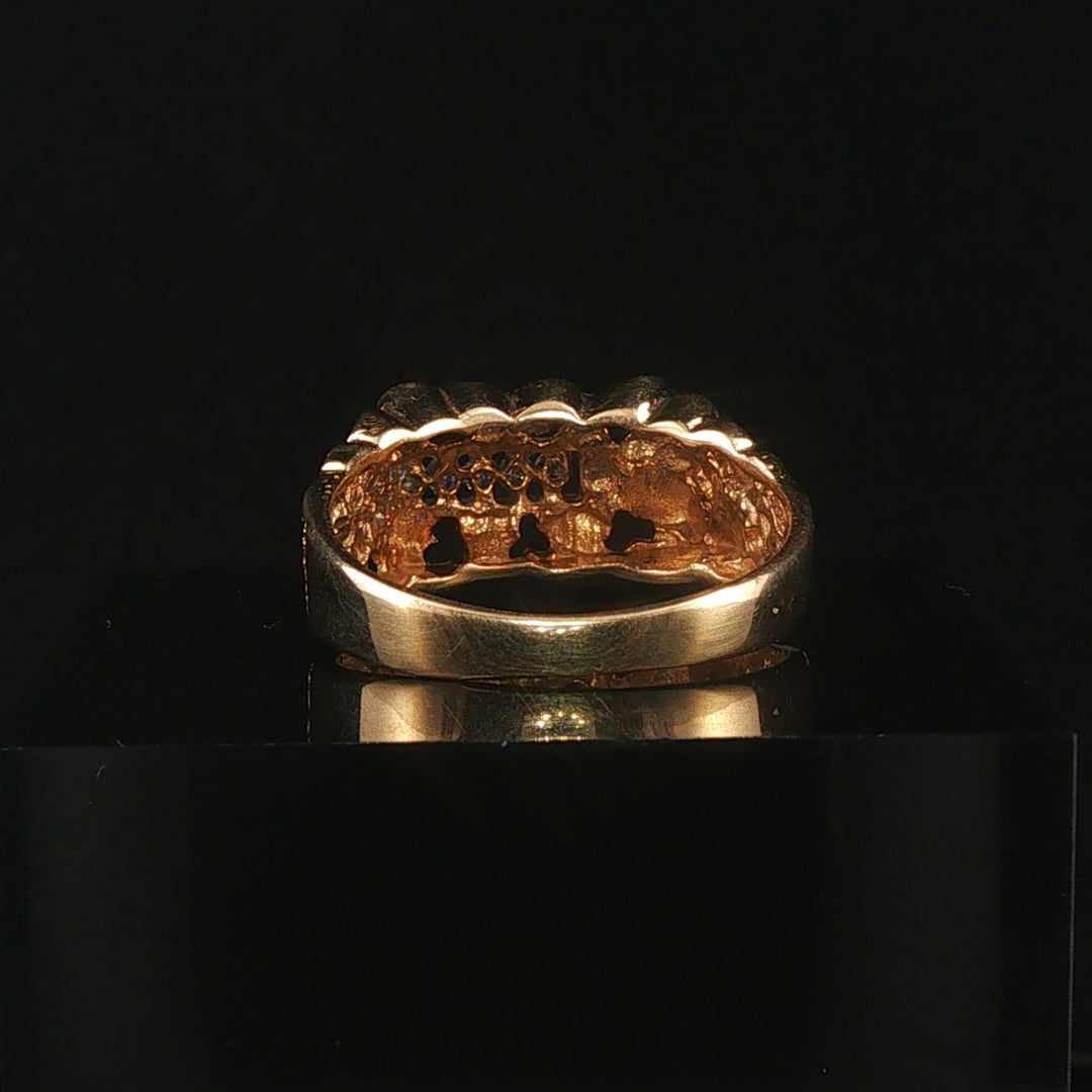 10k Yellow Gold and Diamond Vintage Nugget Ring Size 8.5