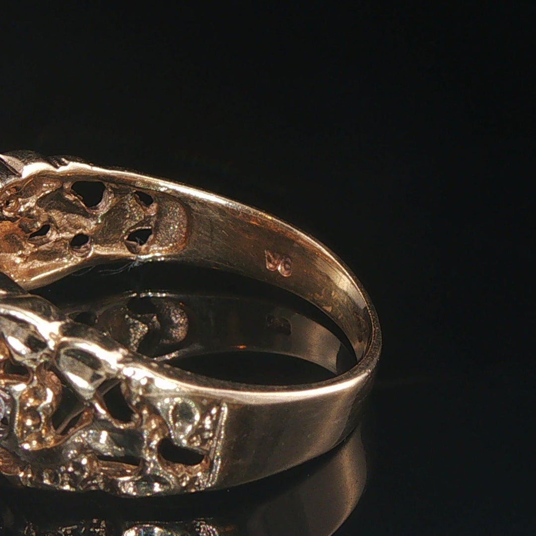 10k Yellow Gold and Diamond Vintage Nugget Ring Size 8.5