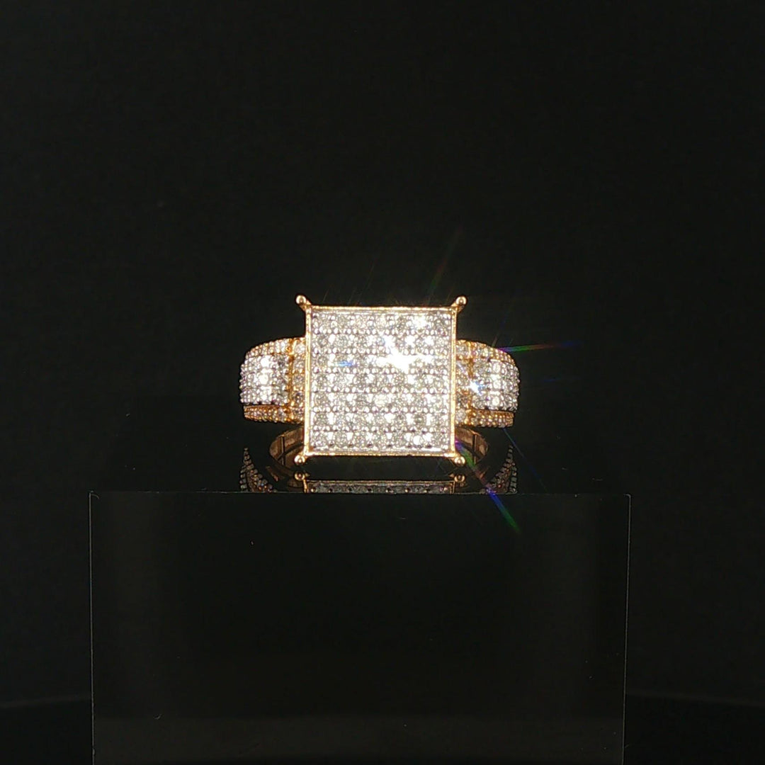 10k Yellow Gold and 0.70cttw Pave Diamond Square Ring Size 8