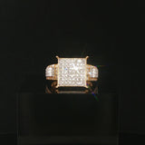 10k Yellow Gold and 0.70cttw Pave Diamond Square Ring Size 8