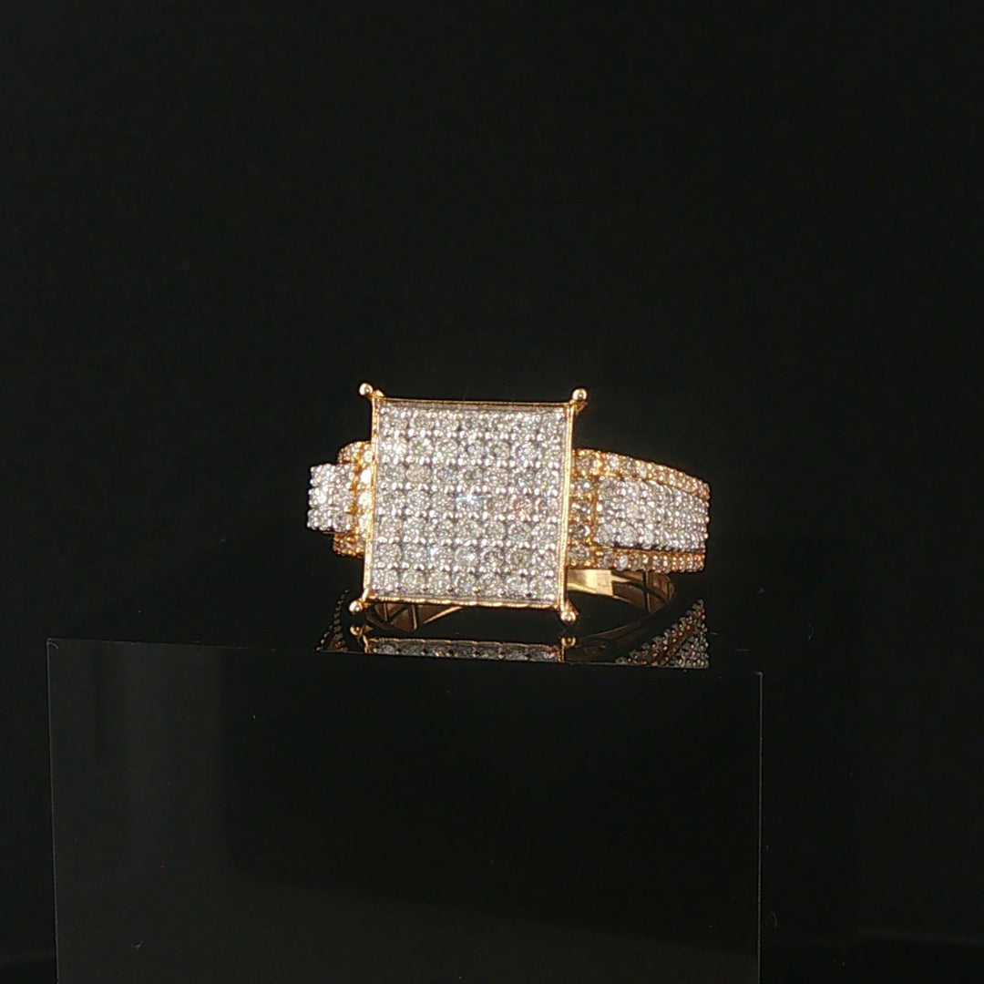 10k Yellow Gold and 0.70cttw Pave Diamond Square Ring Size 8