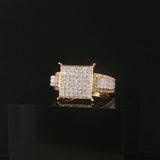 10k Yellow Gold and 0.70cttw Pave Diamond Square Ring Size 8