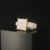 10k Yellow Gold and 0.70cttw Pave Diamond Square Ring Size 8