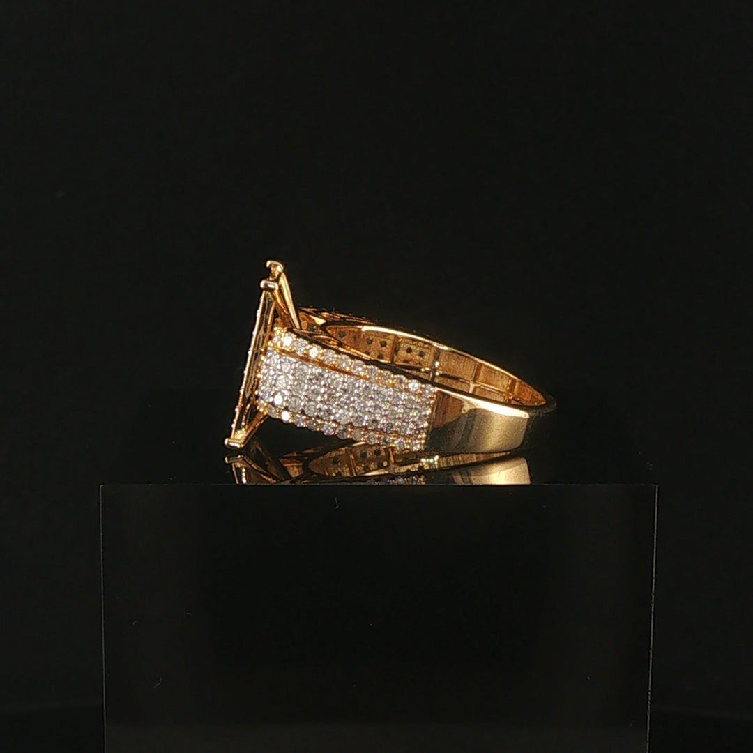 10k Yellow Gold and 0.70cttw Pave Diamond Square Ring Size 8