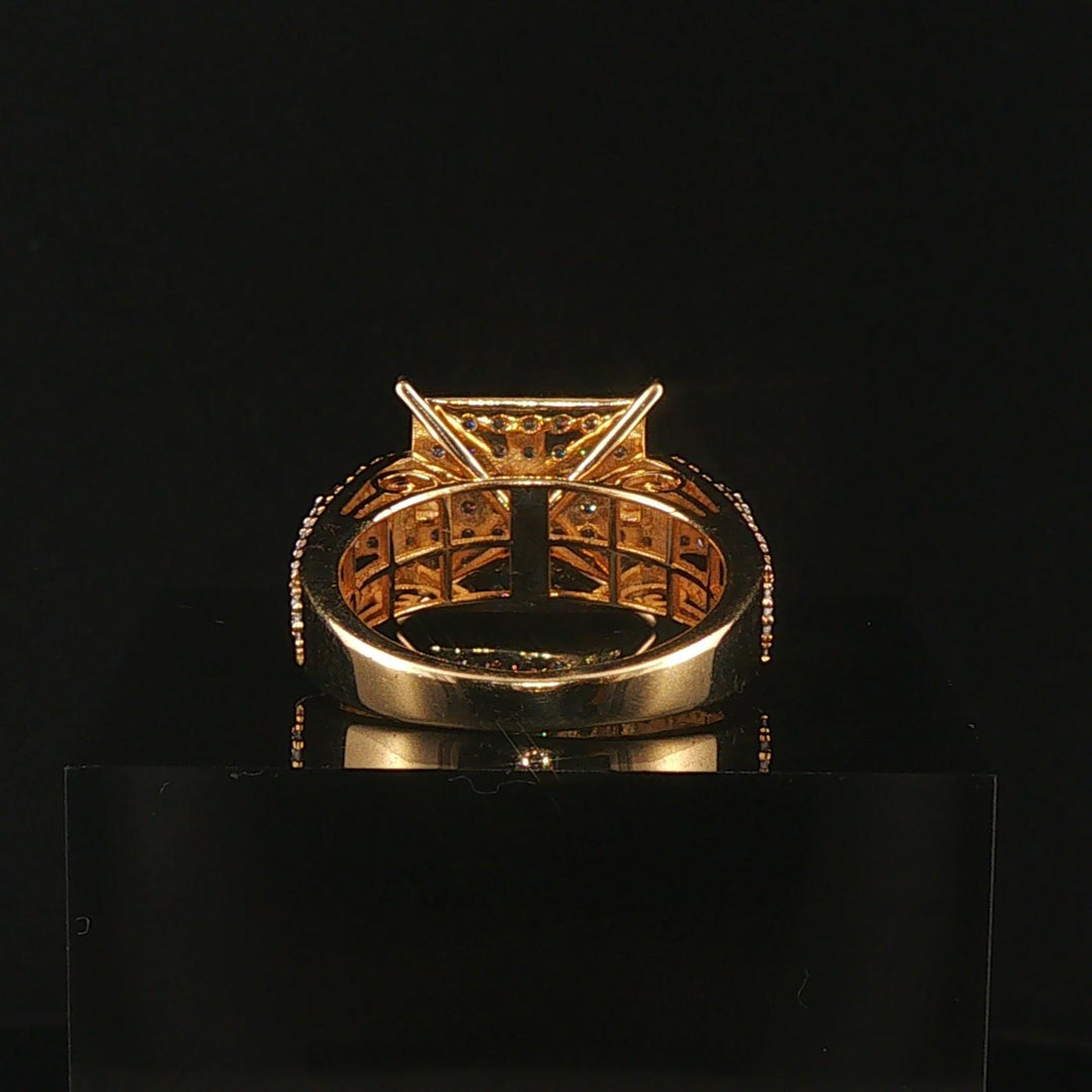 10k Yellow Gold and 0.70cttw Pave Diamond Square Ring Size 8