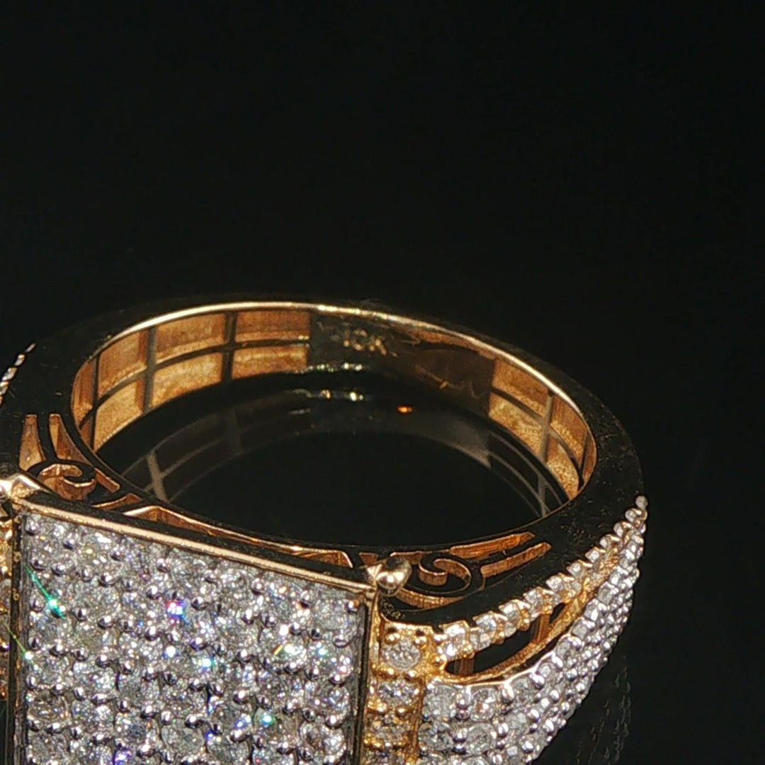 10k Yellow Gold and 0.70cttw Pave Diamond Square Ring Size 8