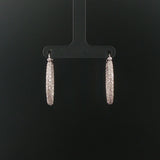 18k White Gold and 3.50cttw Pave Set Diamond Hoop Earrings 1.25"