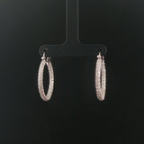 18k White Gold and 3.50cttw Pave Set Diamond Hoop Earrings 1.25"