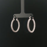 18k White Gold and 3.50cttw Pave Set Diamond Hoop Earrings 1.25"
