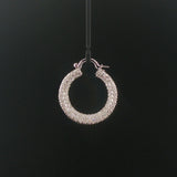 18k White Gold and 3.50cttw Pave Set Diamond Hoop Earrings 1.25"