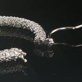 18k White Gold and 3.50cttw Pave Set Diamond Hoop Earrings 1.25"