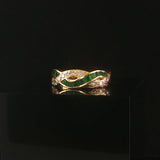18k Yellow Gold Emerald and 0.32cttw Diamond Braided Band Ring Size 7
