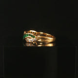18k Yellow Gold Emerald and 0.32cttw Diamond Braided Band Ring Size 7