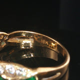 18k Yellow Gold Emerald and 0.32cttw Diamond Braided Band Ring Size 7