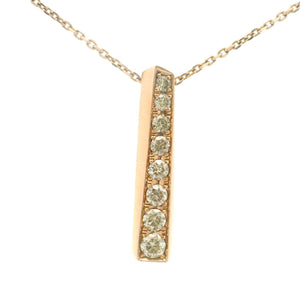 18k Rose Gold and 0.85ct Diamond Bar Pendant Necklace 20"