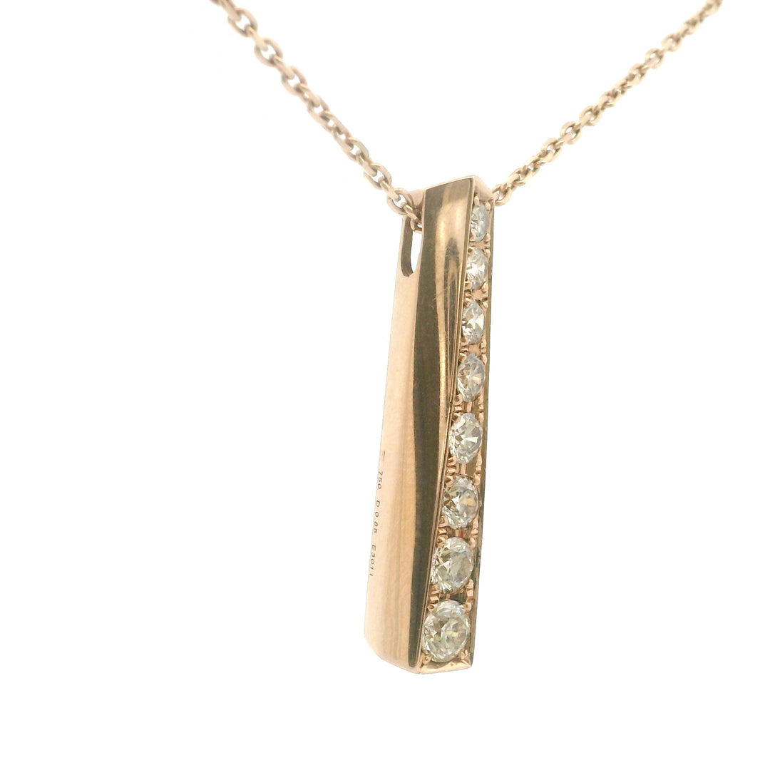 18k Rose Gold and 0.85ct Diamond Bar Pendant Necklace 20"