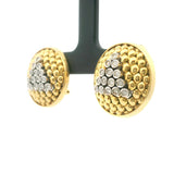 Mouawad 18k Yellow Gold and Bezel Set Diamonds 15.4g Button Stud Earrings