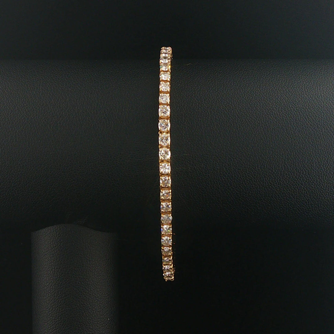 14k Yellow Gold and 6cttw Diamond Solid Vintage Tennis Bracelet 7"