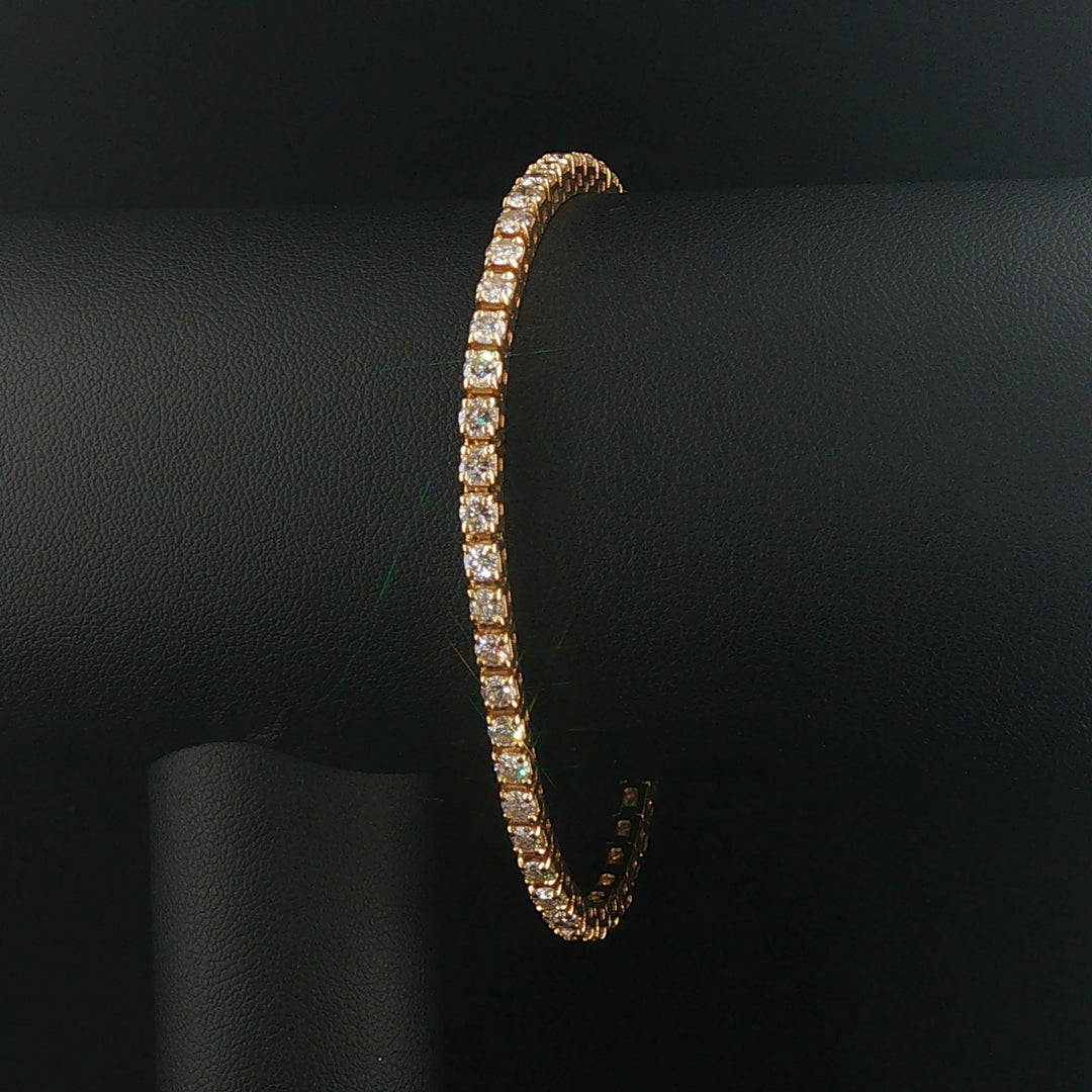 14k Yellow Gold and 6cttw Diamond Solid Vintage Tennis Bracelet 7"