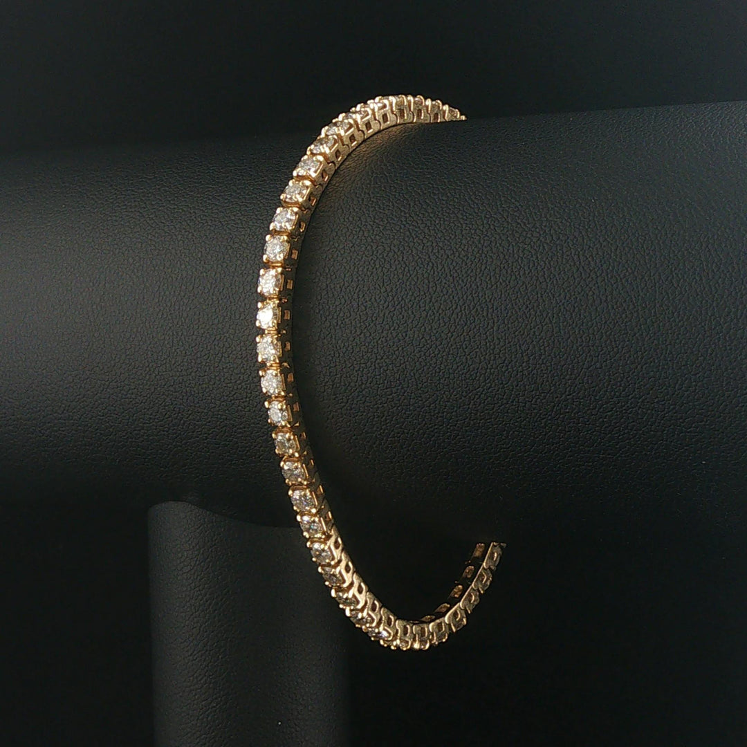 14k Yellow Gold and 6cttw Diamond Solid Vintage Tennis Bracelet 7"
